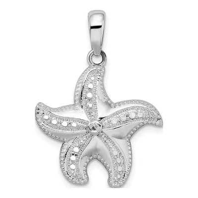 Sterling Silver Diamond-Cut Starfish Pendant