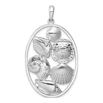 Sterling Silver Shells Oval Pendant