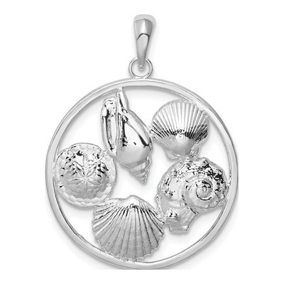 Sterling Silver Round Shell Pendant