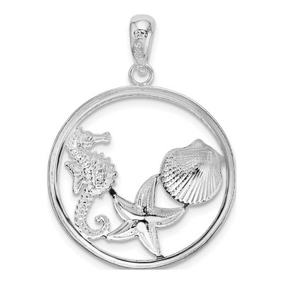 Sterling Silver Sea Life Round Pendant – view 5