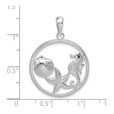 Sterling Silver Sea Life Round Pendant – view 7