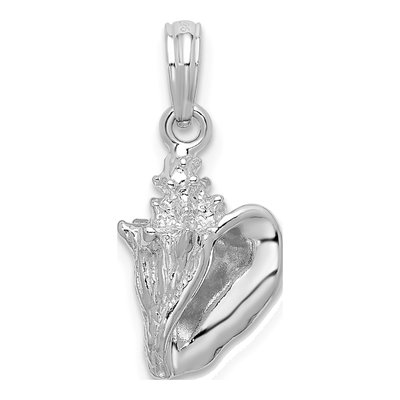 Sterling Silver 3D Conch Shell Pendant