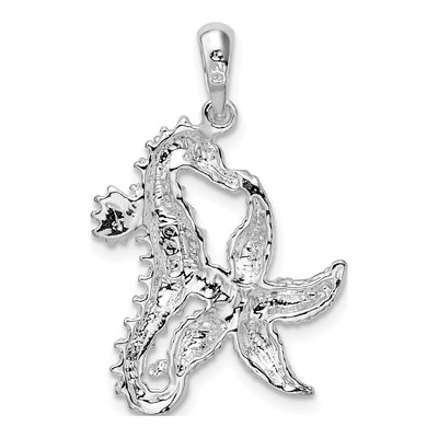 Sterling Silver Starfish Seahorse Pendant – view 5
