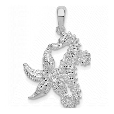 Sterling Silver Starfish Seahorse Pendant