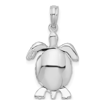 Sterling Silver 3D Moveable Sea Turtle Pendant – view 4