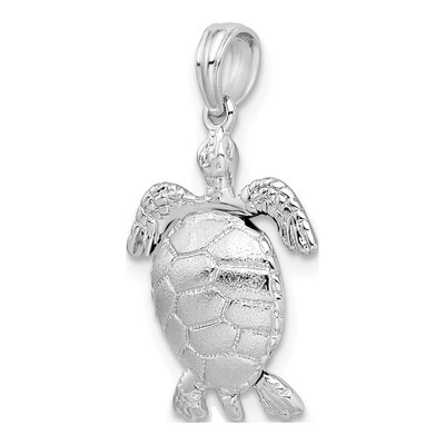 Sterling Silver 3D Moveable Sea Turtle Pendant – view 7