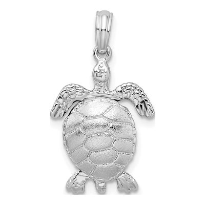 Sterling Silver 3D Moveable Sea Turtle Pendant