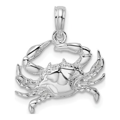 Sterling Silver Blue Crab Pendant
