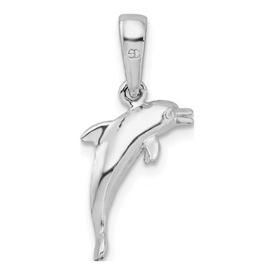 Sterling Silver 3D Jumping Dolphin Pendant – view 5