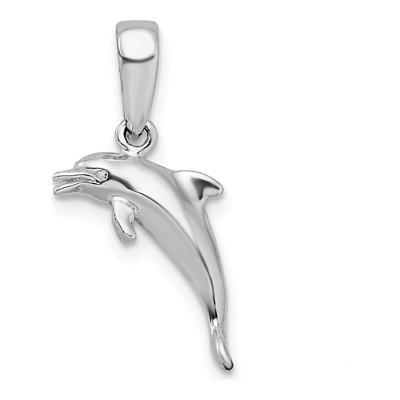 Sterling Silver 3D Jumping Dolphin Pendant