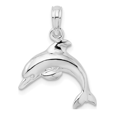 Sterling Silver 3D Jumping Dolphin Pendant – view 5
