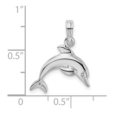 Sterling Silver 3D Jumping Dolphin Pendant – view 7
