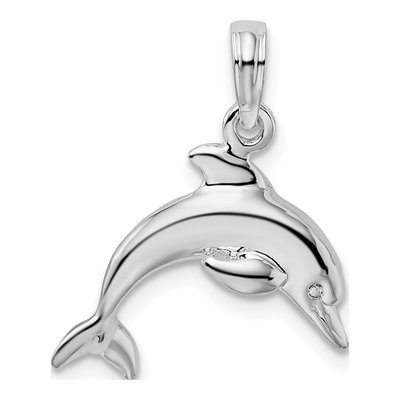 Sterling Silver 3D Jumping Dolphin Pendant