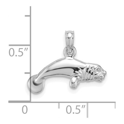 Sterling Silver 3D Manatee Pendant – view 6
