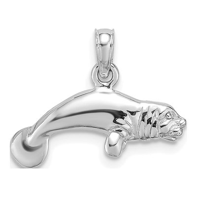 Sterling Silver 3D Manatee Pendant