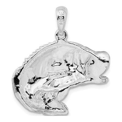 Sterling Silver Jumping Bass Fish Pendant – view 5