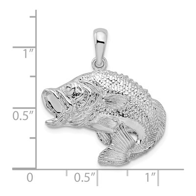 Sterling Silver Jumping Bass Fish Pendant – view 7