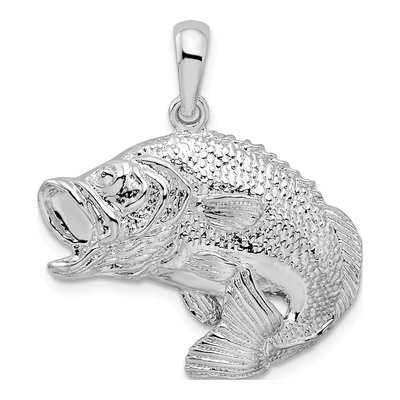 Sterling Silver Jumping Bass Fish Pendant