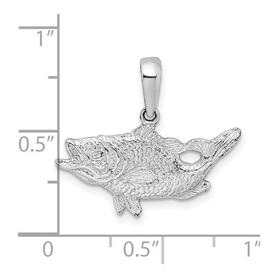 Sterling Silver Open Mouth Bass Fish Pendant – view 5