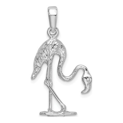 Sterling Silver 3D Flamingo Pendant