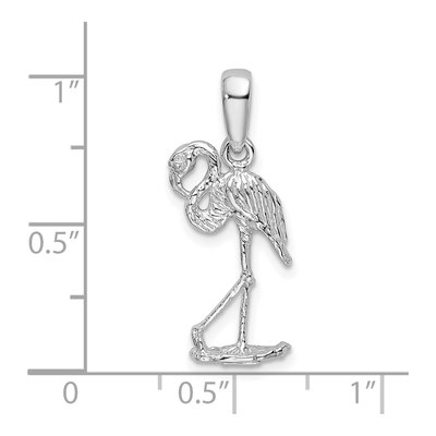 Sterling Silver 3D Flamingo Pendant – view 7