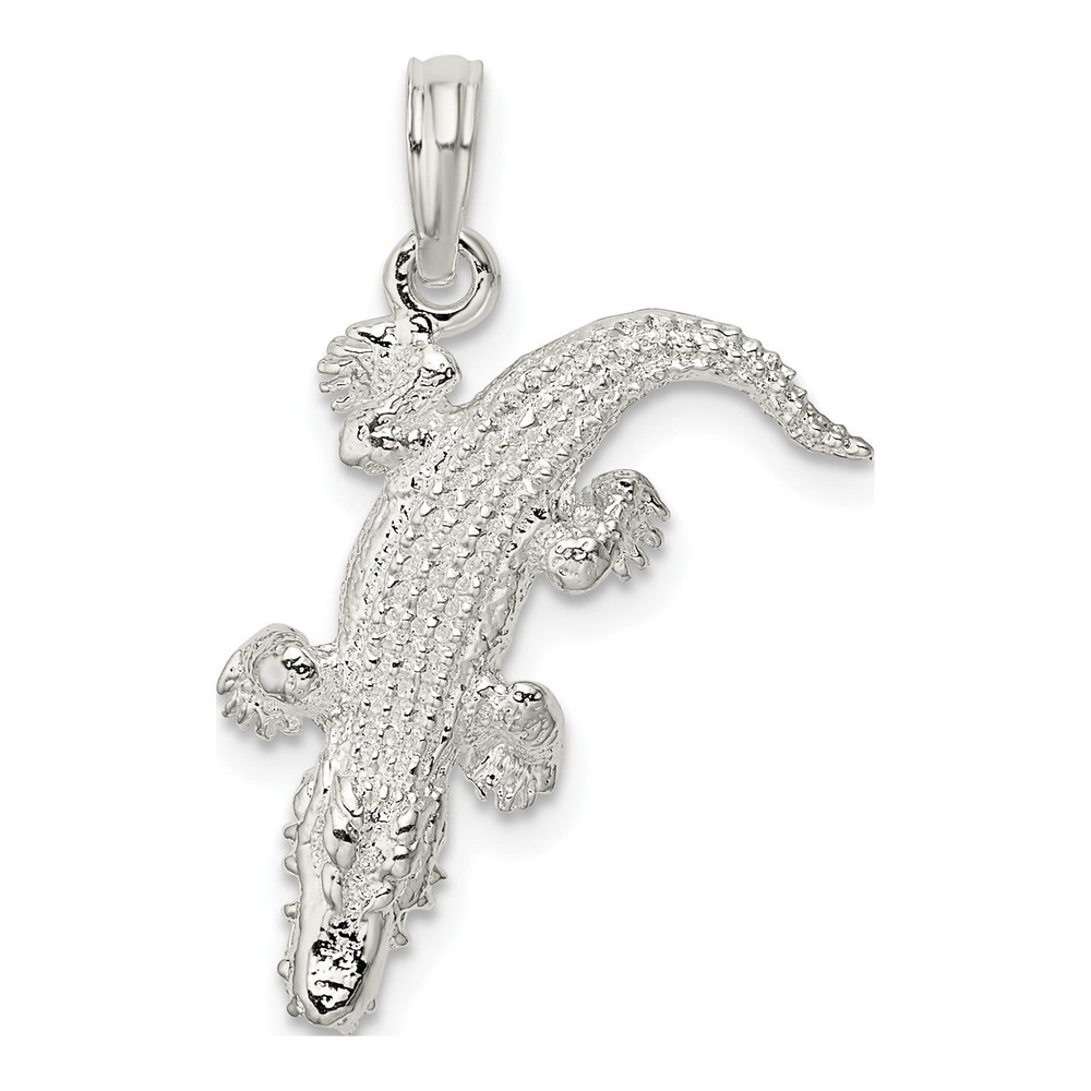 Sterling Silver 3D Alligator Pendant