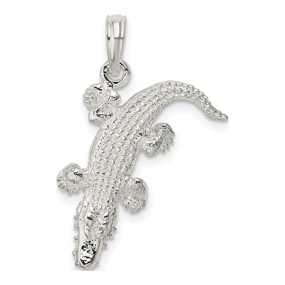 Sterling Silver 3D Alligator Pendant