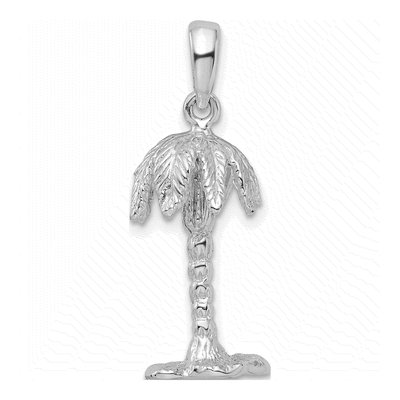 Sterling Silver 3D Palm Tree Pendant