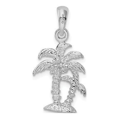 Sterling Silver 3D Two Palm Trees Pendant – view 5