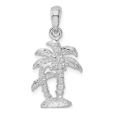 Sterling Silver 3D Two Palm Trees Pendant