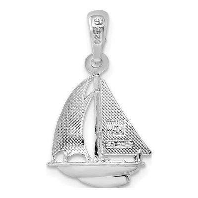 Sterling Silver 3D Sailboat Pendant – view 5