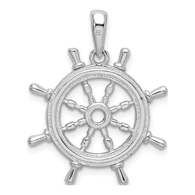 Sterling Silver 3D Ship's Wheel Pendant – view 5