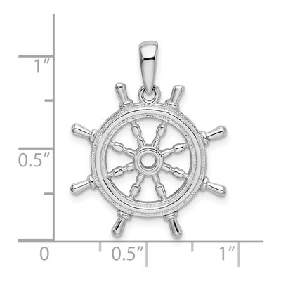 Sterling Silver 3D Ship's Wheel Pendant – view 7
