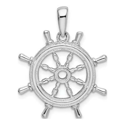 Sterling Silver 3D Ship's Wheel Pendant
