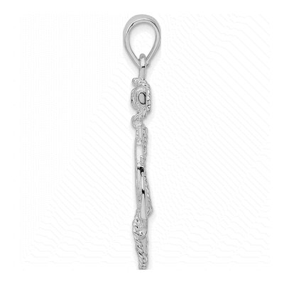 Sterling Silver Anchor Ship's Wheel Pendant – view 3
