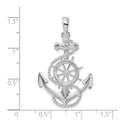 Sterling Silver Anchor Ship's Wheel Pendant – view 7