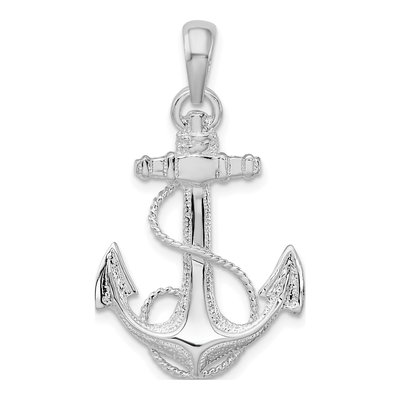 Sterling Silver Anchor Rope Pendant
