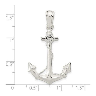 Sterling Silver 3D Anchor Pendant – view 3