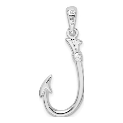 Sterling Silver 3D Fish Hook Pendant – view 5