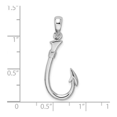 Sterling Silver 3D Fish Hook Pendant – view 7