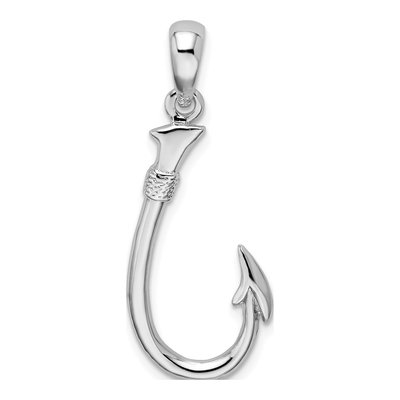 Sterling Silver 3D Fish Hook Pendant