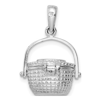 Sterling Silver 3D Nantucket Basket Pendant – view 5