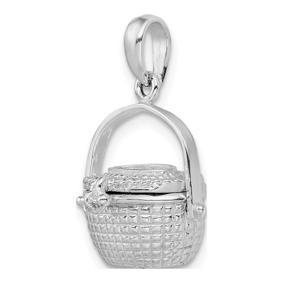 Sterling Silver 3D Nantucket Basket Pendant – view 6