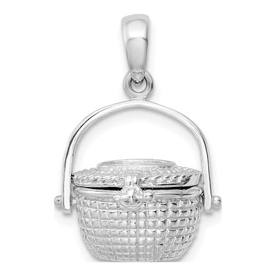 Sterling Silver 3D Nantucket Basket Pendant