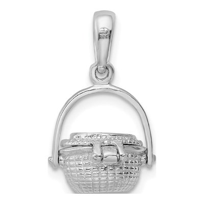 Sterling Silver 3D Nantucket Basket Pendant – view 5