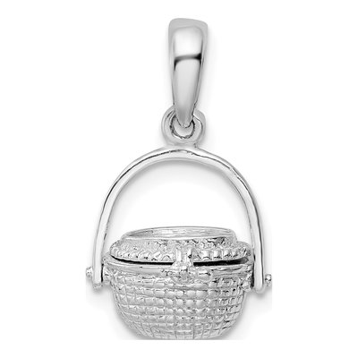 Sterling Silver 3D Nantucket Basket Pendant