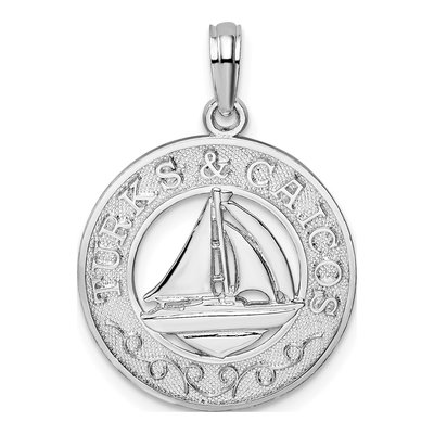 Sterling Silver Turks Caicos Sailboat Pendant
