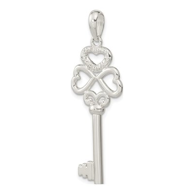 Sterling Silver 3D Key to My Heart Pendant – view 6