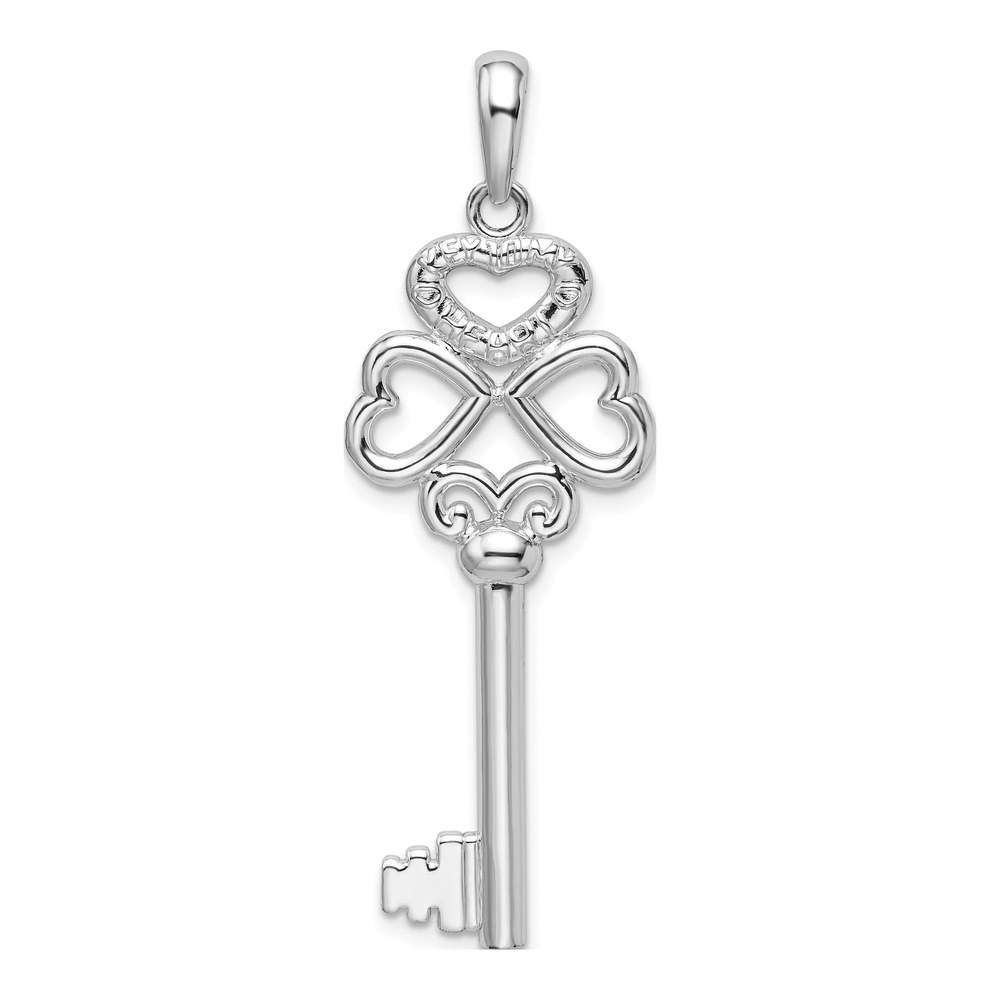 Sterling Silver 3D Key to My Heart Pendant