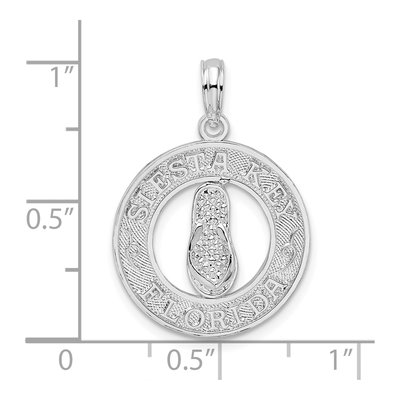 Sterling Silver Siesta Key Florida Flip-Flop Pendant – view 7